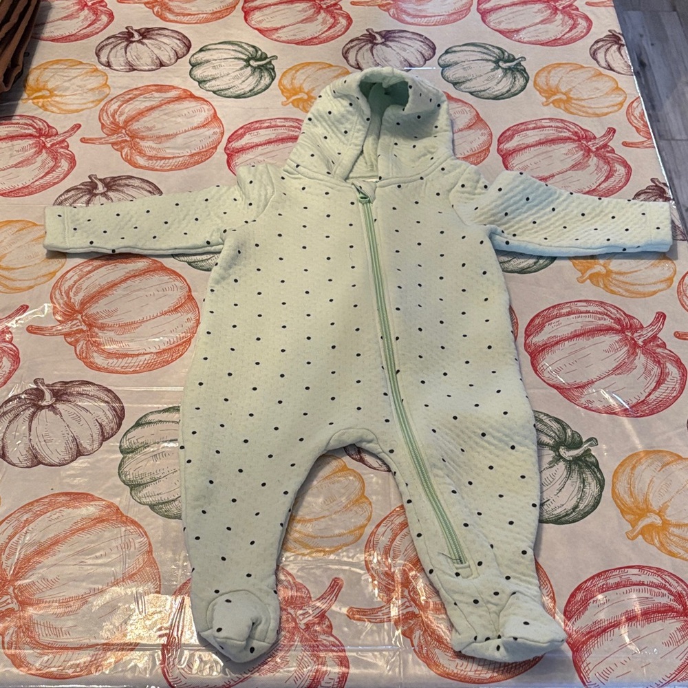 Cozy Mint Green Polka Dot Kids Footie
